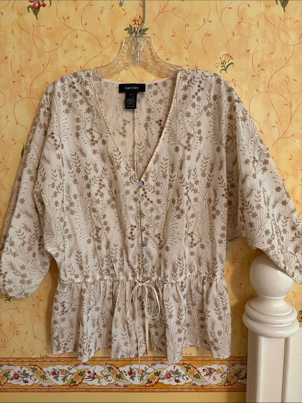 Karen Kane Embroidered Peplum Top